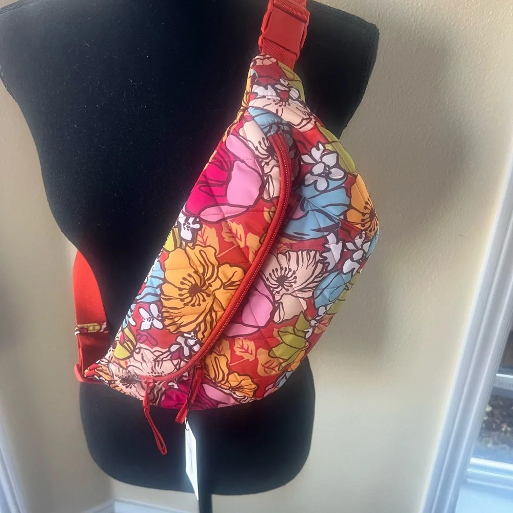 NWT Vera Bradley Large Belt Bag.  Long strap.  Midday Garden print.